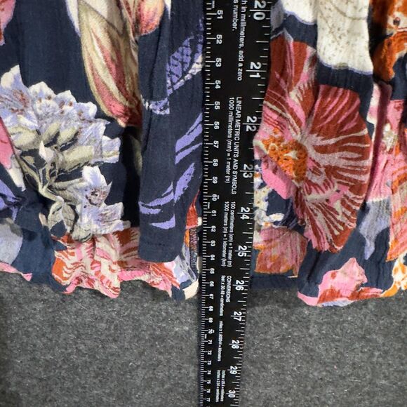 Anthropologie RD + Koko Blouse Women's Small Black Floral Peasant Emboridered - Picture 5 of 8